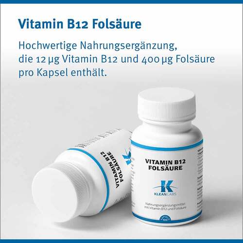Vitamin B12 + Fols&auml;ure Klean Labs Kapseln - 3