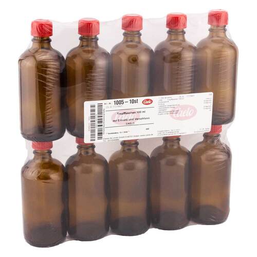 Tropfflasche 100 ml braun mit Einsatz + Verschluss - 1