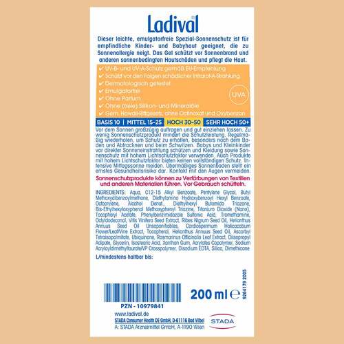 LADIVAL Kinder allergische Haut Gel LSF 30 - 2