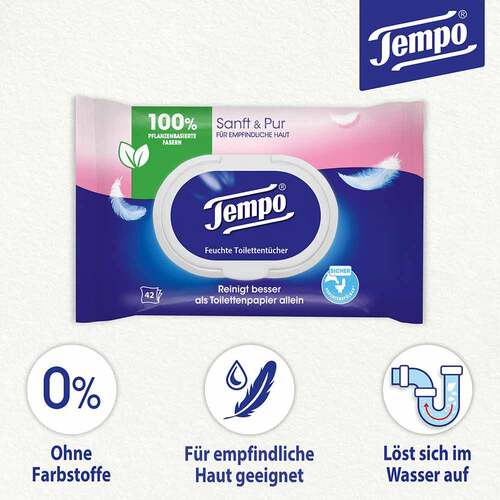 TEMPO sanft &amp; pur feuchte Toilettent&uuml;cher NFP - 3