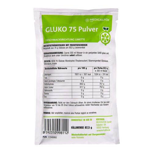 Glukose 75 g Limette Pulver zur Her.e.L&ouml;sung zum Einnehmen - 1