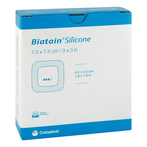 BIATAIN Silicone Schaumverband 7,5x7,5 cm - 1