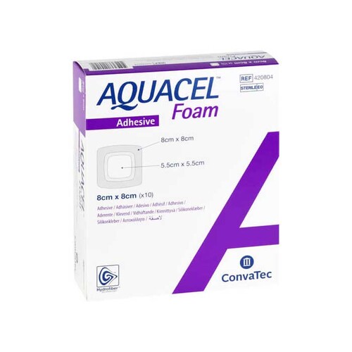 AQUACEL Foam adh&auml;siv 8x8 cm Verband - 1