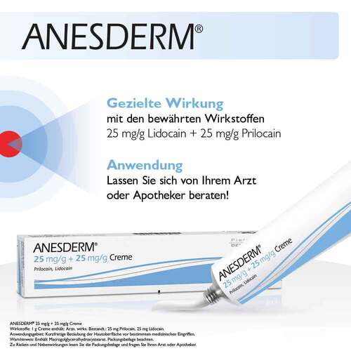 Anesderm 25 mg / g +   25 mg/g Creme + 10 Pflaster - 5