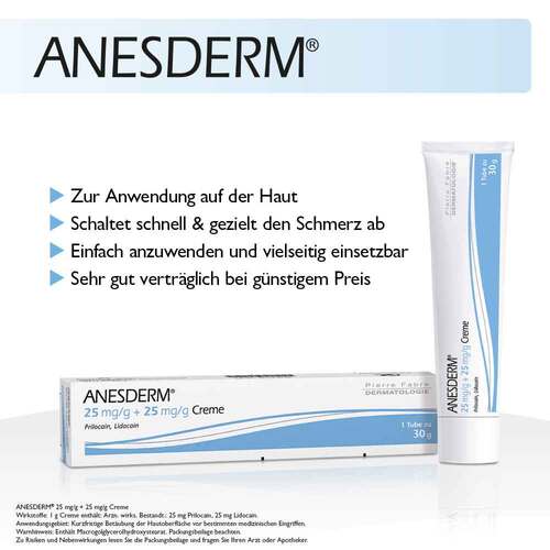 Anesderm 25 mg / g +   25 mg/g Creme + 10 Pflaster - 6