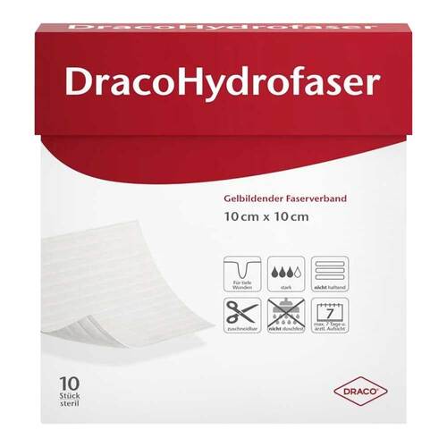 DRACOHYDROFASER 10x10 cm gelbildender Faserverband - 1