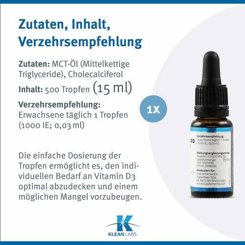 VITAMIN D3 1000 I.E. pro Tropfen KLEAN LABS - 6
