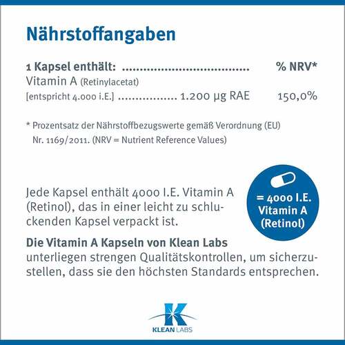 VITAMIN A 4000 I.U. KLEAN LABS Kapseln - 5