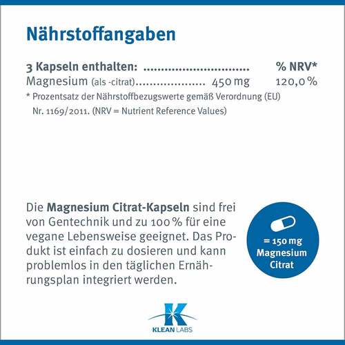 MAGNESIUM CITRAT KLEAN LABS Kapseln - 5