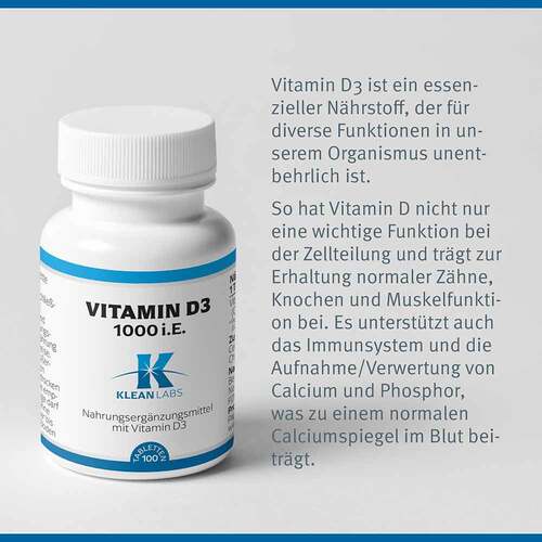 Vitamin D 1000 I.E. Klean Labs Tabletten - 4