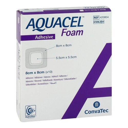AQUACEL Foam adh&auml;siv 8x8 cm Verband - 1