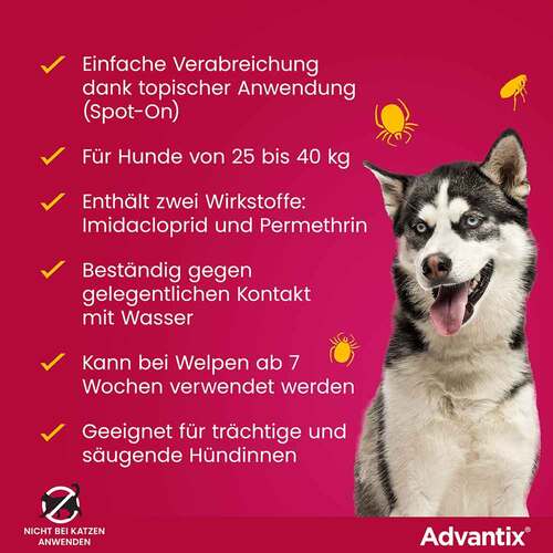 Advantix Spot-on L&ouml;sung z.Auftr.a.d.H.f&uuml;r Hund 25-40 kg - 5