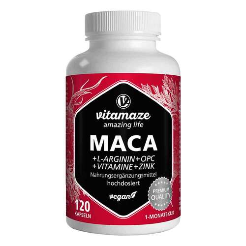 Maca 10:1 hochdosiert + L-Arginin+OPC+Vit.vegan Kapseln  - 1