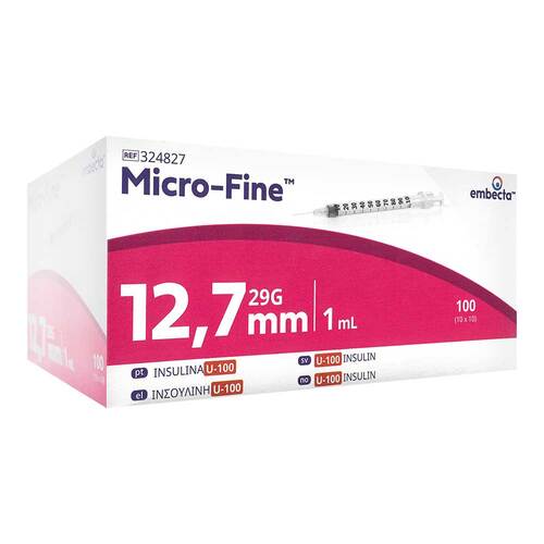 BD Micro-Fine + Insulinasenspray 1 ml U100 0,33x12,7 mm - 1