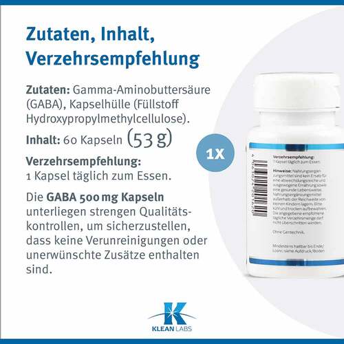 Gaba 500 mg Klean Labs Kapseln - 6