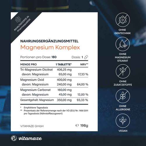 Magnesium 350 mg Komplex Citrat / Oxid/Carbon.vegan - 5