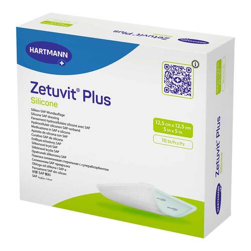 ZETUVIT Plus Silicone steril 12,5x12,5 cm - 1