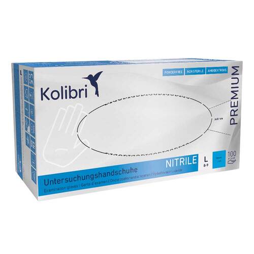 Kolibri Premium U.Hands.Nitril unsteril pf L blau - 1