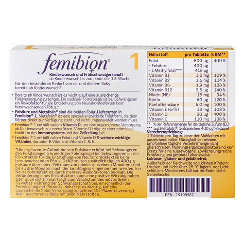 Femibion 1 Kinderwunsch + Fr&uuml;hschwangers.ohne Jod Tabletten  - 2
