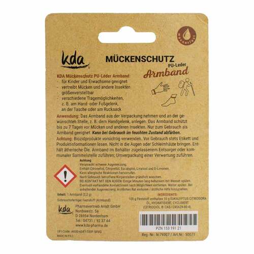 M&uuml;ckenschutz Armband PU-Leder braun / wei&szlig; Kda - 2