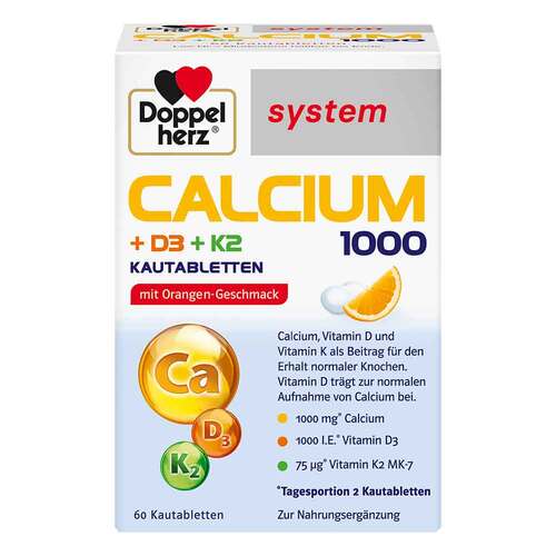 Doppelherz Calcium 1000 + D3+K2 system Kautabletten - 1