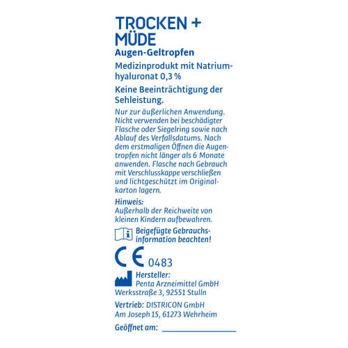 Eyemedica trocken + m&uuml;de 0,3% Hyaluron Aug.-Geltro. - 2