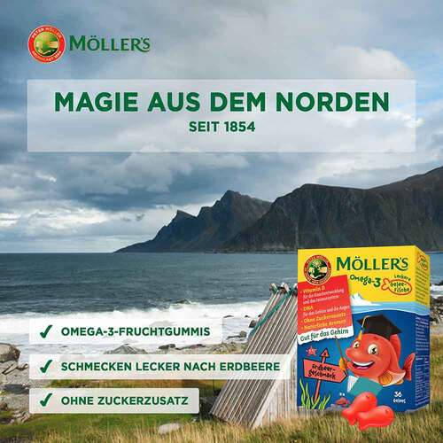 M&Ouml;lLER'S Omega-3 Gelee Fisch Erdbeere Kautabletten - 3