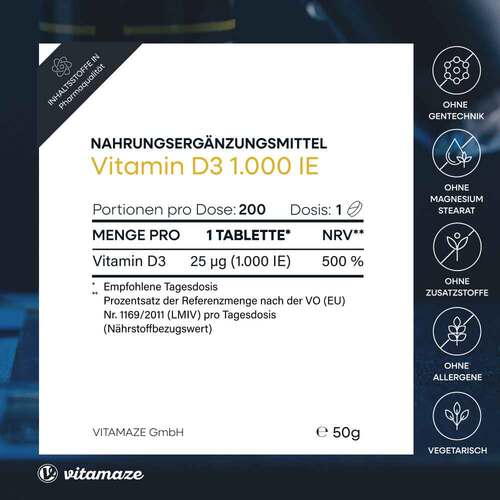 Vitamin D3 1000 I.E. daily vegetarisch Tabletten - 5