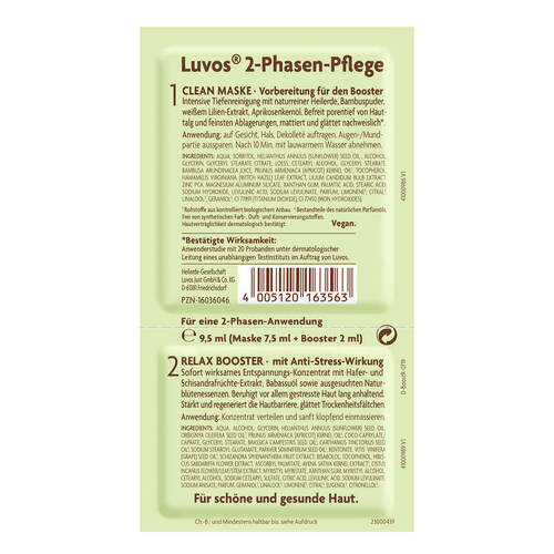 Luvos Heilerde Relax Booster&Clean Maske 2 + 7,5ml - 2