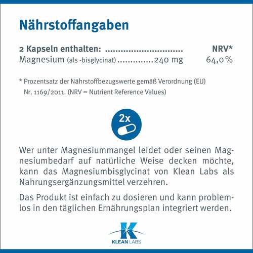 Magnesium Bisglycinat Klean Labs Kapseln - 5