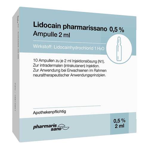 Lidocain pharmarissano Ampulle 0,5% 2 ml Injektionsl&ouml;sung  - 1