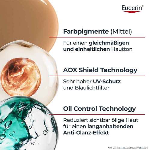 Eucerin Sun Oil Control tinted Creme Lsf 50 + mitt. - 5