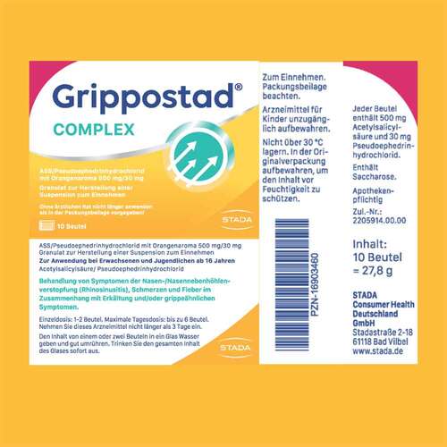 Grippostad Complex Ass / Pseudoeph.500/30 mg Orange - 10