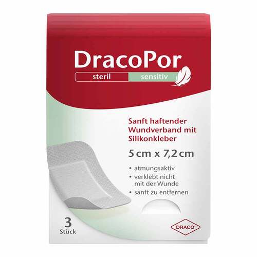 DRACOPOR sensitiv 5x7,2 cm steril m.Silikonkleber - 1