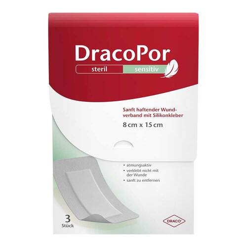 DRACOPOR sensitiv 8x15 cm steril m.Silikonkleber - 1