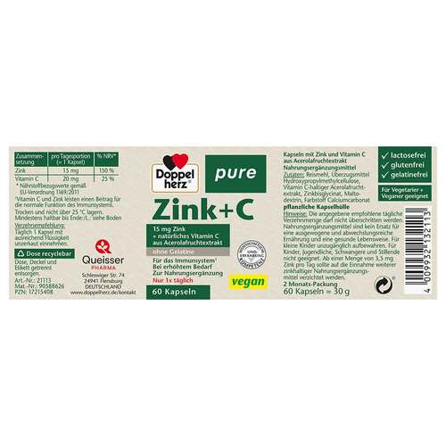 Doppelherz Zink + C pure Kapseln - 5