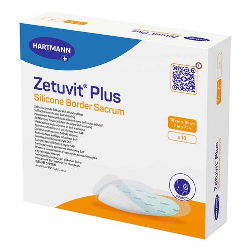 ZETUVIT Plus Silicone Border steril Sacrum 18x18cm - 1