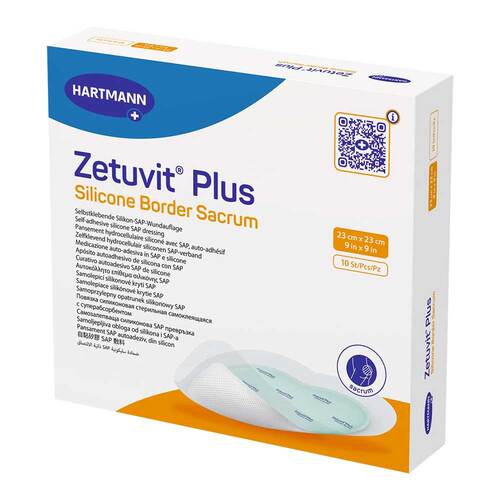 ZETUVIT Plus Silicone Border steril Sacrum 23x23cm - 1