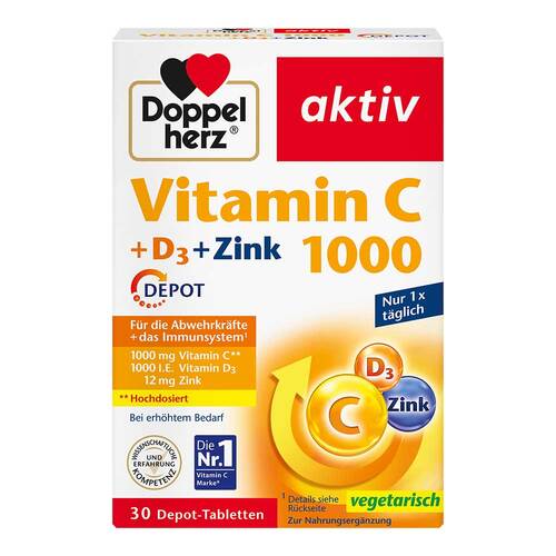 Doppelherz Vitamin C 1000 + D3+Zink Depot Tabletten - 1