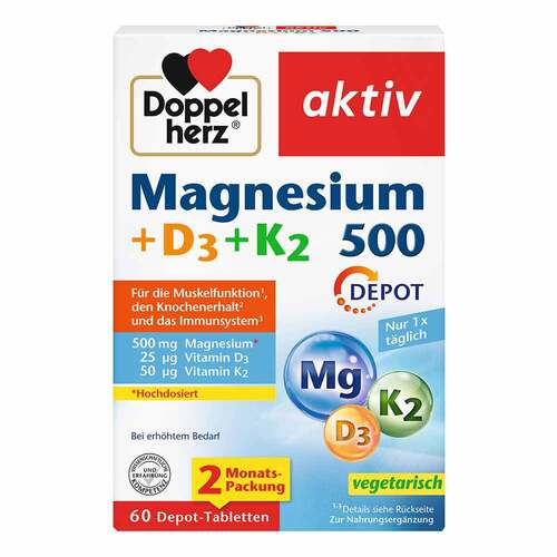 Doppelherz Magnesium 500 + D3+K2 Depot Tabletten - 1