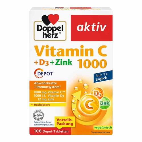 Doppelherz Vitamin C 1000 + D3+Zink Depot Tabletten - 1