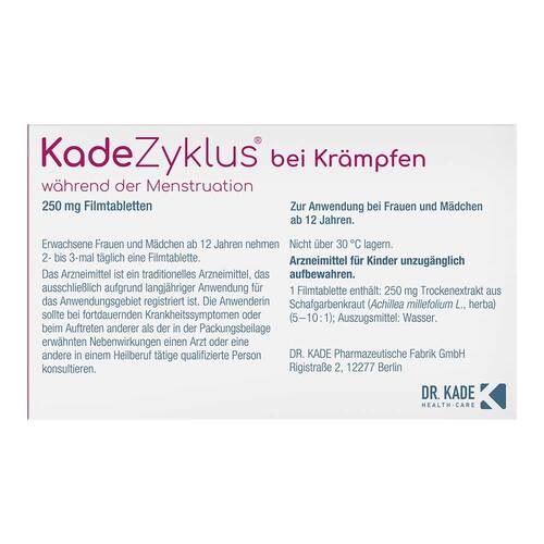 Kadezyklus bei Kr&auml;mpfen w.d.Menstruation 250mg Fta - 3