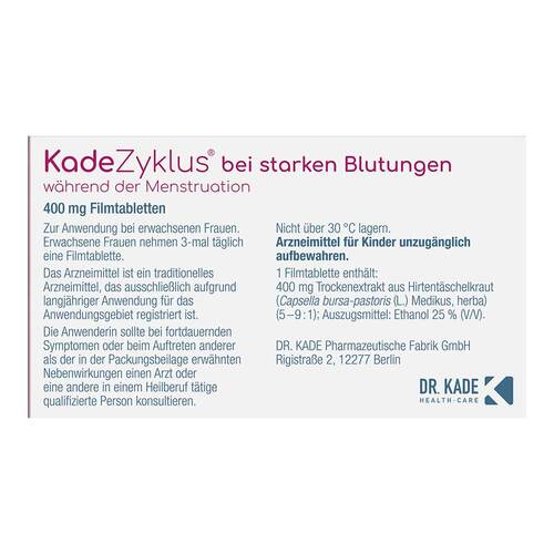 Kadezyklus bei starken Blutung.w.d.Menst 400mg Fta - 3