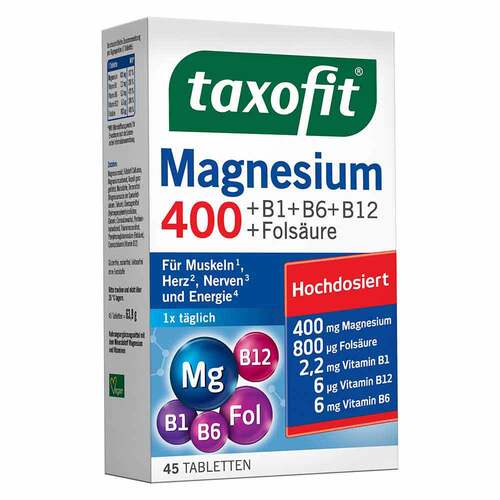 Taxofit Magnesium 400 + B1+B6+B12+Fols&auml;ure Tabletten - 1