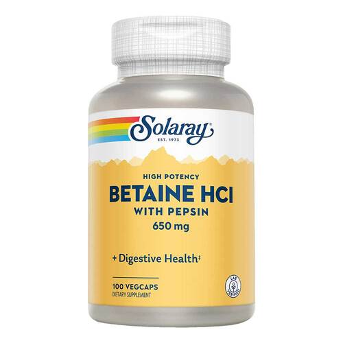 Betain Hcl 650 mg + Pepsin Solaray Kapseln - 1