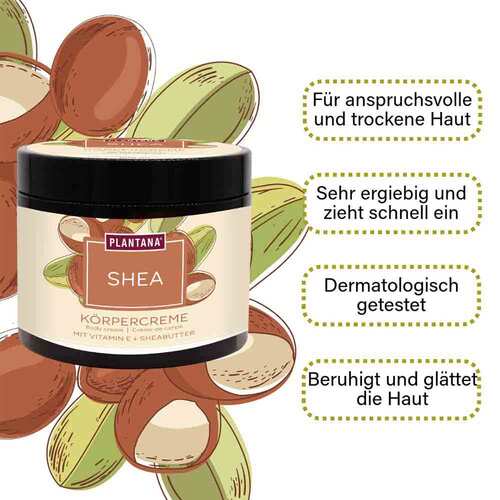 Plantana Shea K&ouml;rpercreme Sheabutter mit Vitamin-E - 2