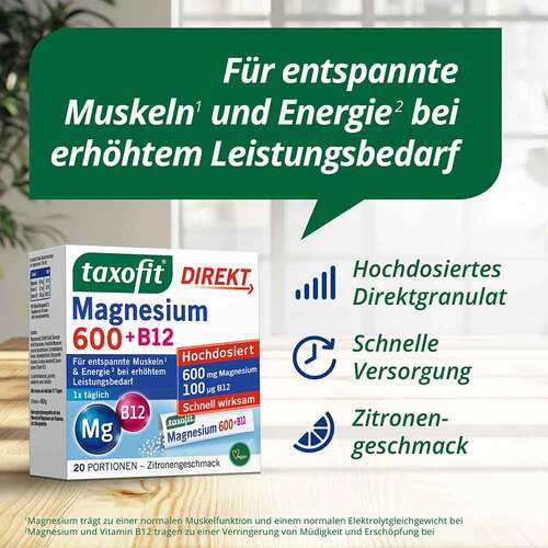 Taxofit Magnesium 600 + B12 Direkt Granulat - 2
