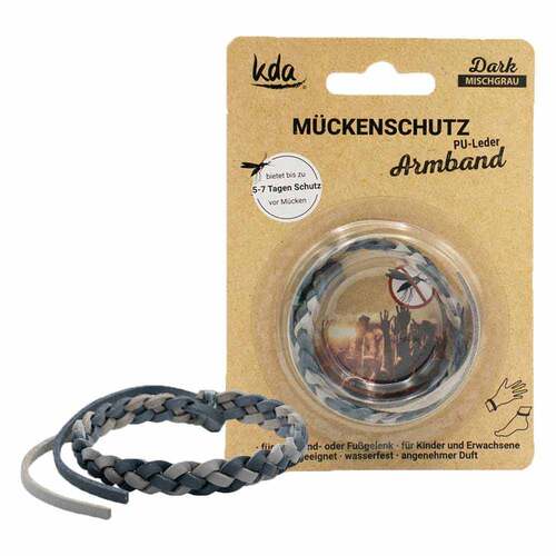 M&uuml;ckenschutz Armband PU-Leder mischgrau Kda - 1