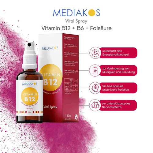 Vitamin B12 + B6+Fols&auml;ure Mediakos Vital Spray - 3