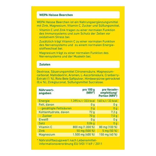 Wepa hei&szlig;e Beerchen + Vitamin C +Zink+Magnesium Pulver - 4